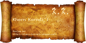 Khern Kornél névjegykártya